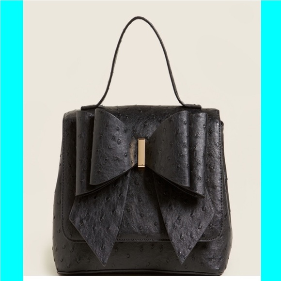 Crossi•Bold Bow Black Embossed Satchel - Picture 5 of 5